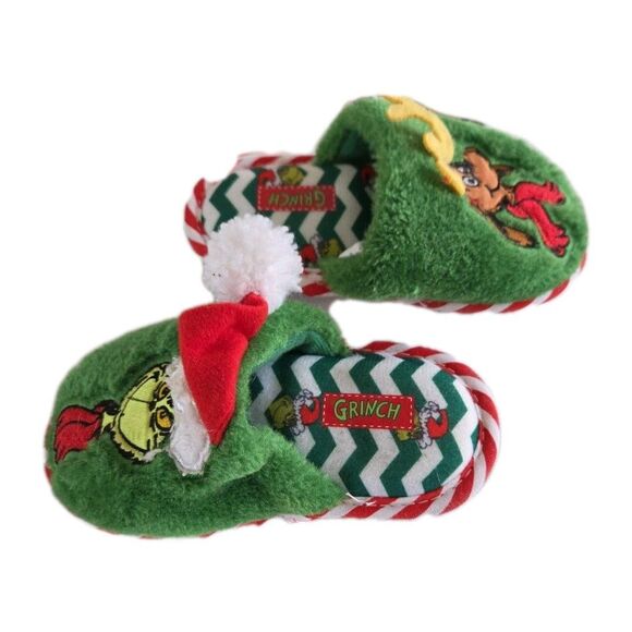 The Grinch & Max Kids Slippers Size 6 (inches) Christmas Plush Holiday Slip-Ons - Picture 2 of 6